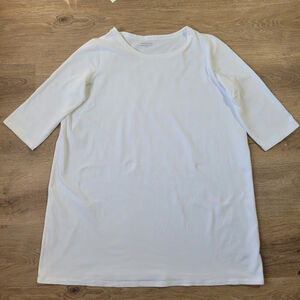 Eileen Fisher Women's Organic Cotton White Shirt Mini Dress XL 3/4 Sleeve Casual